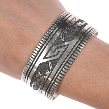 6.75" Richard and Rita Begay Navajo sterling Kachina overlay cuff bracelet