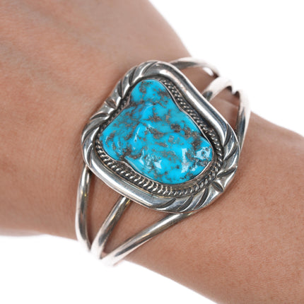 6 3/8" Pete Sanchez Isleta Pueblo silver and turquoise cuff bracelet