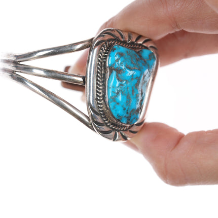 6 3/8" Pete Sanchez Isleta Pueblo silver and turquoise cuff bracelet