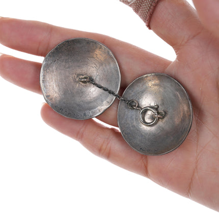 Large 30's-40's Navajo hand stamped silver buttons/ornaments turned cufflinks