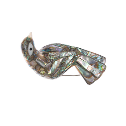 50's-60's Los Castillo Abalone sterling mosaic bird pin