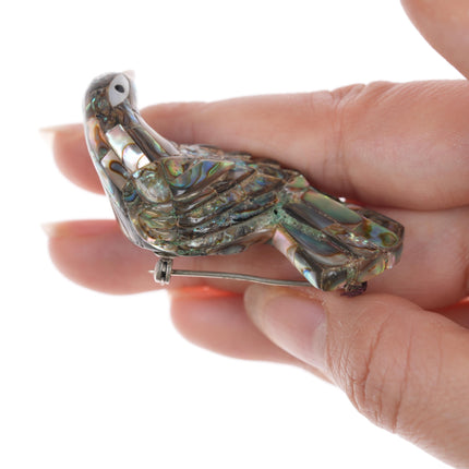 50's-60's Los Castillo Abalone sterling mosaic bird pin