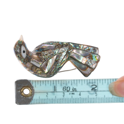 50's-60's Los Castillo Abalone sterling mosaic bird pin