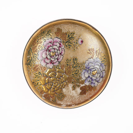 c1900 Japanese Satsuma floral brooch pin