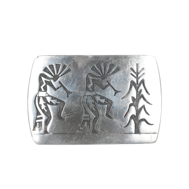 Joseph Harlan Hopi Overlay silver belt buckle