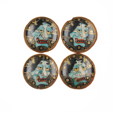 4 25mm c1900 Meiji Japanese Satsuma Noh Mask Buttons