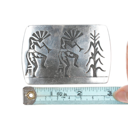 Joseph Harlan Hopi Overlay silver belt buckle