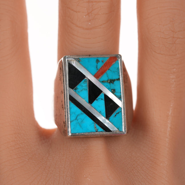 sz11.75 1970's Zuni Channel inlay sterling ring