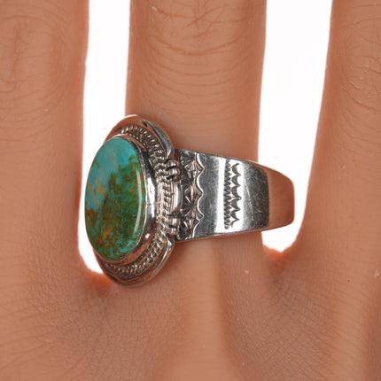 sz13 Nelson Navajo silver and turquoise ring