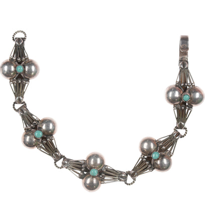 6.5" c1950's Mexican Sterling link bracelet with turquoise