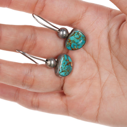 Vintage Native American silver High grade turquoise earrings