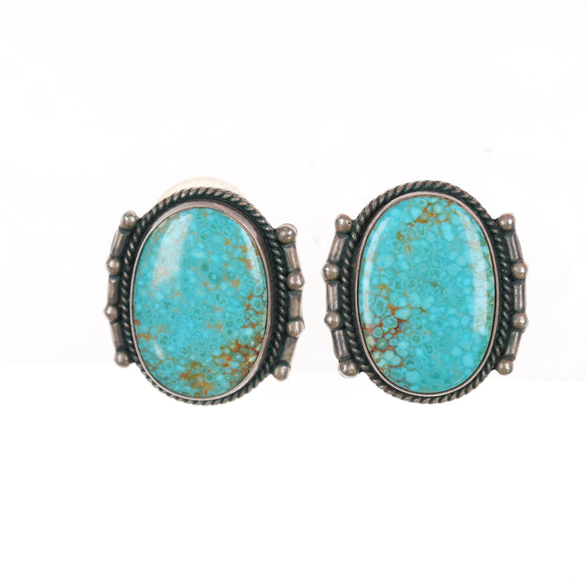 1940's "Hand Made" Native American sterling High grade turquoise earrings