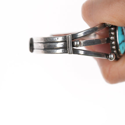 6.5" 30's-40's Navajo silver cuff bracelet with turquoise