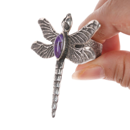 sz8.5 Kelsey Jimmie Navajo sugilite Tufa Cast Dragonfly ring