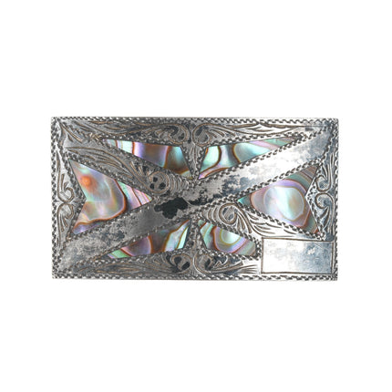 Vintage Mexican sterling and abalone belt buckle