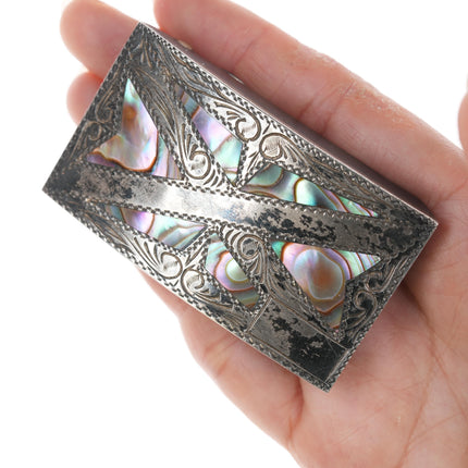 Vintage Mexican sterling and abalone belt buckle