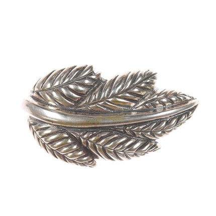 Large Dian Malouf Sterling leaf pin