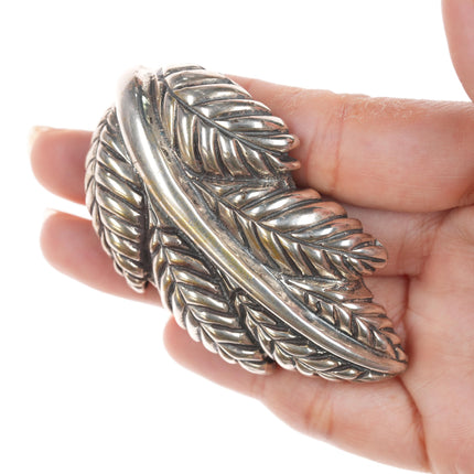 Large Dian Malouf Sterling leaf pin