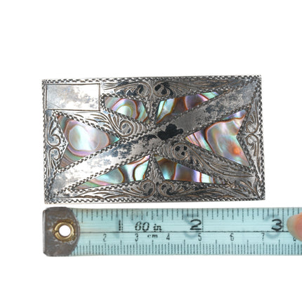 Vintage Mexican sterling and abalone belt buckle