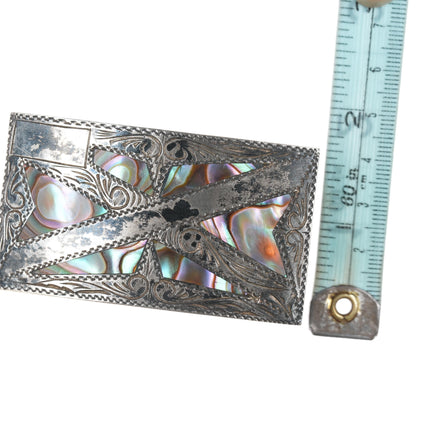 Vintage Mexican sterling and abalone belt buckle