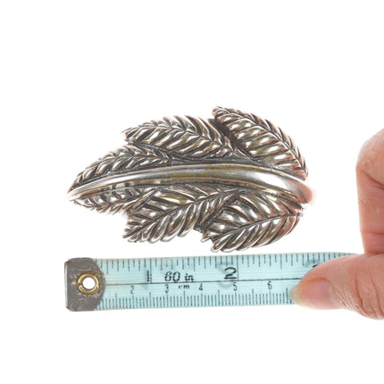 Large Dian Malouf Sterling leaf pin