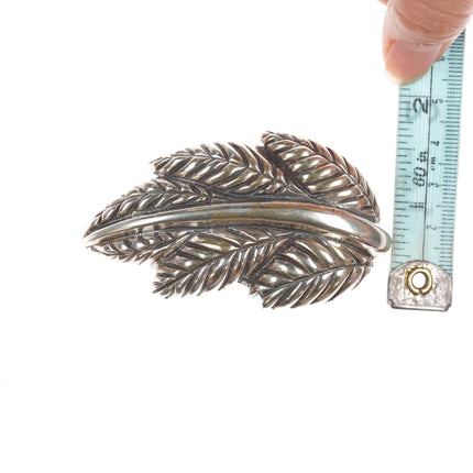 Large Dian Malouf Sterling leaf pin