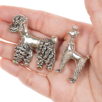 4 retro Sterling silver French Poodle pins