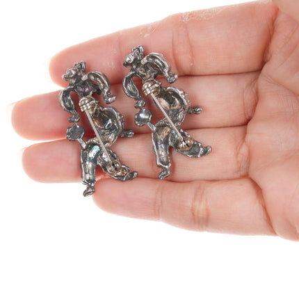 4 retro Sterling silver French Poodle pins