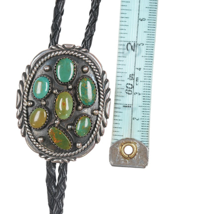 40" James Rogers Shop Albuquerque NM Sterling and turquoise cluster bolo tie