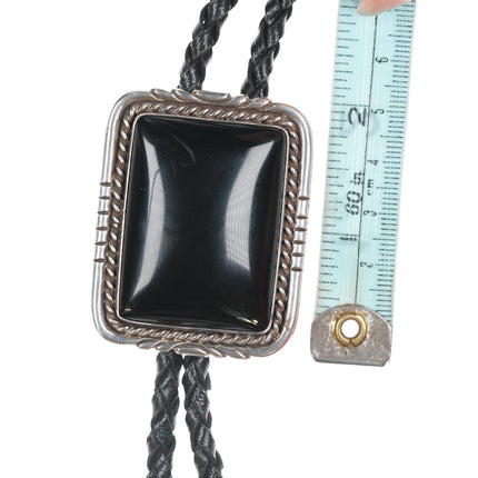 c1980's VK Southwestern sterling and onyx bolo tie