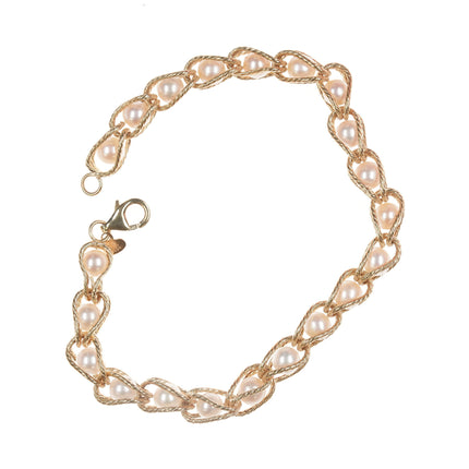 7.25" retro Milor 14K/pearl bracelet