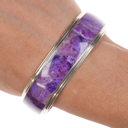 6.75" Harold Smith Navjo Sugilite inlaid sterling cuff bracelet