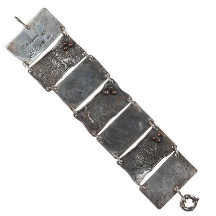 Large Gigli Italian sterling mixed metals bronze accent link bracelet.