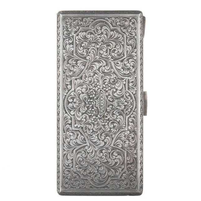 Large Hand Engraved 800 Silver Cigarette case/wallet