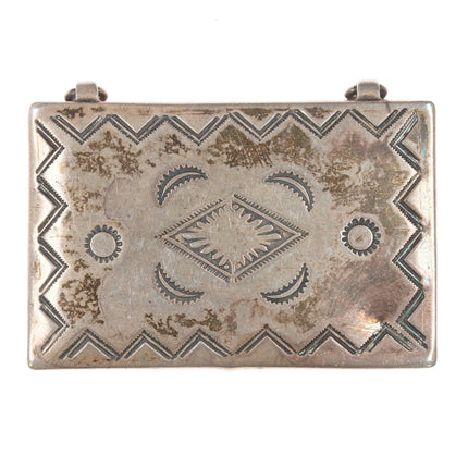 c1940's Navajo stamped silver  trinket box