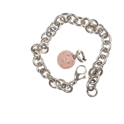 Tiffany Sterling bracelet with retired enamel 3d Cupcake charm