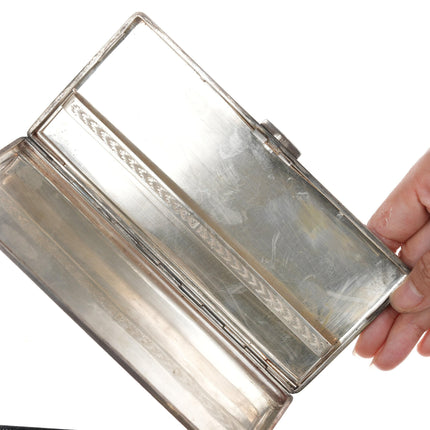 Large Hand Engraved 800 Silver Cigarette case/wallet