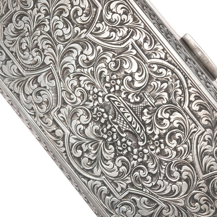 Large Hand Engraved 800 Silver Cigarette case/wallet