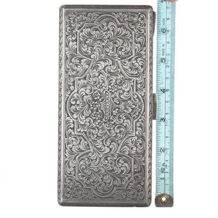 Large Hand Engraved 800 Silver Cigarette case/wallet