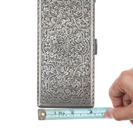 Large Hand Engraved 800 Silver Cigarette case/wallet