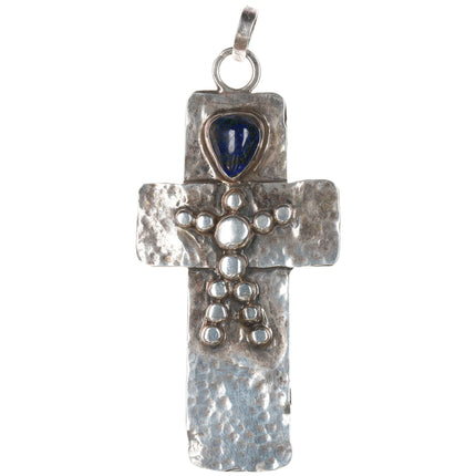 Large Azurite Sterling reversible handmade cross