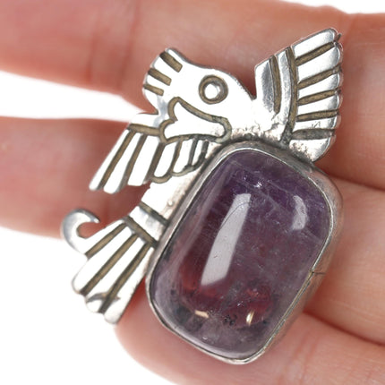 William Spratling sterling Amethyst pre-columbian style pin