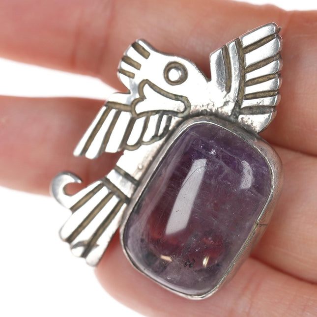 William Spratling sterling Amethyst pre-columbian style pin