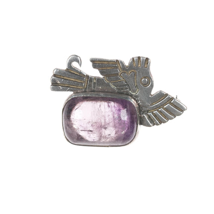 William Spratling sterling Amethyst pre-columbian style pin