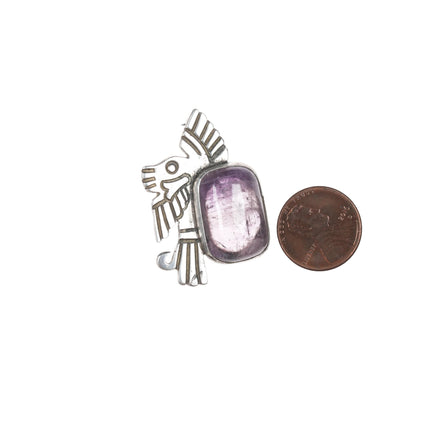 William Spratling sterling Amethyst pre-columbian style pin