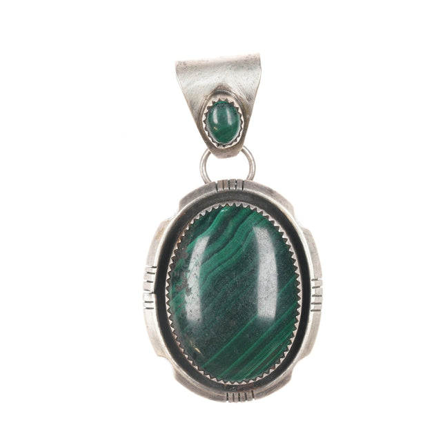 Vintage Native American silver and malachite pendant