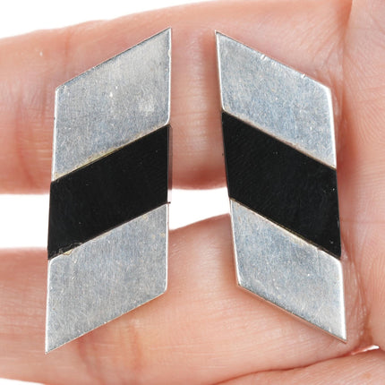 Antonio Pineda (1919-2009) Taxco Modernist Sterling/Onyx cufflinks