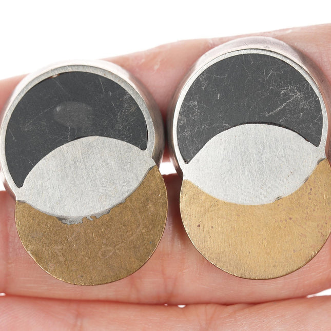 Antonio Pineda (1919-2009) Taxco Modernist Sterling Mixed metals cufflinks