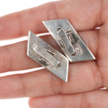 Antonio Pineda (1919-2009) Taxco Modernist Sterling/Onyx cufflinks