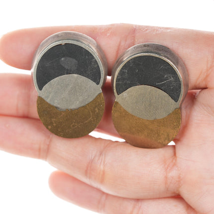 Antonio Pineda (1919-2009) Taxco Modernist Sterling Mixed metals cufflinks